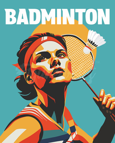 Dipingere con i numeri - Poster Sportivo Badminton Figured'Art