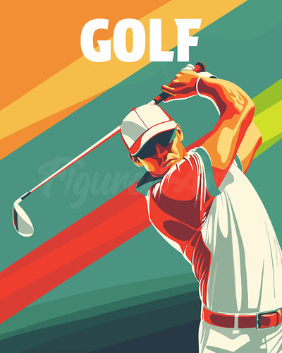 Dipingere con i numeri - Poster Sportivo Golf Figured'Art