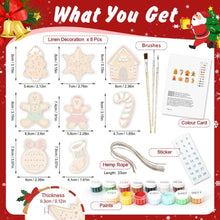 Carica l'immagine nel visualizzatore di Gallery, Decorazioni Natalizie da Dipingere con i Numeri - Kit Bastoncini di Zucchero e Pan di Zenzero
