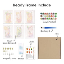 Carica l'immagine nel visualizzatore di Gallery, Dipingere con i numeri – Set di 6 tele | Bevande alla frutta in barattolo