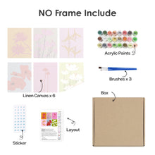 Carica l'immagine nel visualizzatore di Gallery, Dipingere con i numeri – Set di 6 tele | Stampe floreali moderne