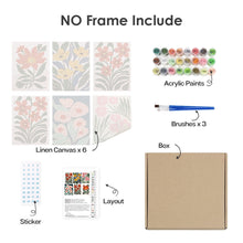 Carica l'immagine nel visualizzatore di Gallery, Dipingere con i numeri – Set di 6 tele | Motivi floreali colorati