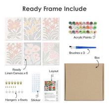 Carica l'immagine nel visualizzatore di Gallery, Dipingere con i numeri – Set di 6 tele | Motivi floreali colorati