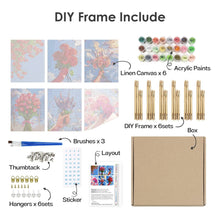 Carica l'immagine nel visualizzatore di Gallery, Dipingere con i numeri – Set di 6 tele | Mazzi di fiori nel cielo