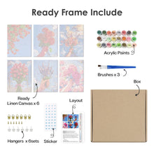 Carica l'immagine nel visualizzatore di Gallery, Dipingere con i numeri – Set di 6 tele | Mazzi di fiori nel cielo