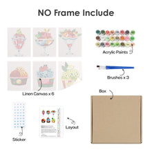 Carica l'immagine nel visualizzatore di Gallery, Dipingere con i numeri – Set di 6 tele | Coppe gelato