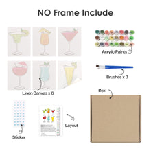 Carica l'immagine nel visualizzatore di Gallery, Dipingere con i numeri – Set di 6 tele | Cocktail classici