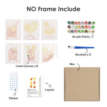 Carica l'immagine nel visualizzatore di Gallery, Dipingere con i numeri – Set di 6 tele | Cocktail tropicali