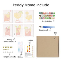 Carica l'immagine nel visualizzatore di Gallery, Dipingere con i numeri – Set di 6 tele | Cocktail tropicali