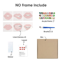 Carica l'immagine nel visualizzatore di Gallery, Dipingere con i numeri – Set di 6 tele | Labbra rosse