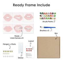 Carica l'immagine nel visualizzatore di Gallery, Dipingere con i numeri – Set di 6 tele | Labbra rosse