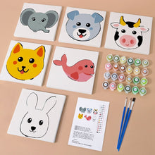 Carica l'immagine nel visualizzatore di Gallery, Dipingere con i numeri – Set di 6 tele | Facce di animali carini