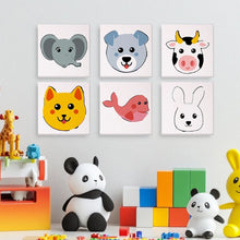 Carica l'immagine nel visualizzatore di Gallery, Dipingere con i numeri – Set di 6 tele | Facce di animali carini