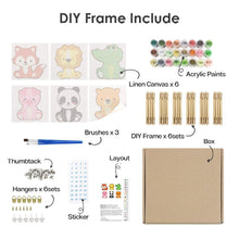 Carica l'immagine nel visualizzatore di Gallery, Dipingere con i numeri – Set di 6 tele | Personaggi di animali carini