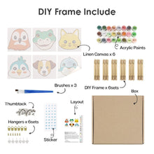 Carica l'immagine nel visualizzatore di Gallery, Dipingere con i numeri – Set di 6 tele | Facce di animali carini 3