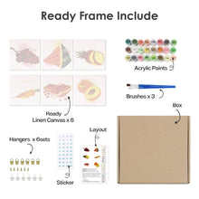 Carica l'immagine nel visualizzatore di Gallery, Dipingere con i numeri – Set di 6 tele | Frutta e verdura