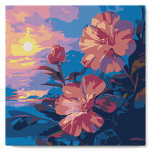Carica l'immagine nel visualizzatore di Gallery, Mini Kit da Dipingere con i Numeri con cornice - Ibisco al tramonto