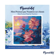 Carica l'immagine nel visualizzatore di Gallery, Mini Kit da Dipingere con i Numeri 20x20cm con cornice - Ibisco al tramonto
