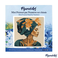 Carica l'immagine nel visualizzatore di Gallery, Mini Kit da Dipingere con i Numeri 20x20cm con cornice - Donna con turbante floreale