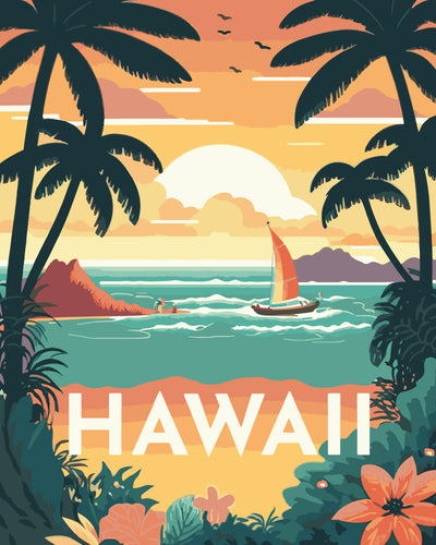 Dipingere con i numeri - Poster di viaggio alle Hawaii