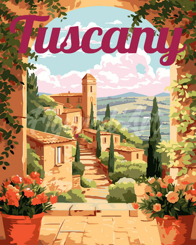Dipingere con i numeri - Poster di Viaggio in Toscana in Fiore Figured'Art