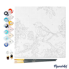 Carica l'immagine nel visualizzatore di Gallery, Mini Kit da Dipingere con i Numeri 20x20cm con cornice Sul ramo fiorito