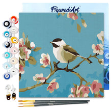 Carica l'immagine nel visualizzatore di Gallery, Mini Kit da Dipingere con i Numeri 20x20cm con cornice Sul ramo fiorito