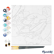 Carica l'immagine nel visualizzatore di Gallery, Mini Kit da Dipingere con i Numeri 20x20cm con cornice Fiori bluette