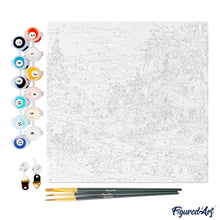 Carica l&#39;immagine nel visualizzatore di Gallery, Mini Kit da Dipingere con i Numeri 20x20cm con cornice Incantevole Rifugio Invernale