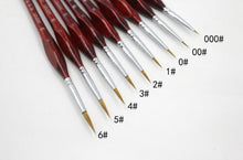 Carica l'immagine nel visualizzatore di Gallery, Set di 9 pennelli professionali in legno rosso