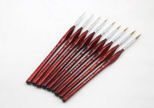 Carica l'immagine nel visualizzatore di Gallery, Set di 9 pennelli professionali in legno rosso