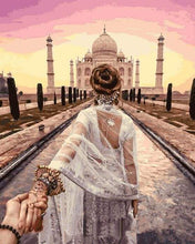 Carica l'immagine nel visualizzatore di Gallery, Dipingere con i numeri - Passeggiata Romantica Taj Mahal