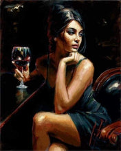 Carica l&#39;immagine nel visualizzatore di Gallery, Dipingere con i numeri - Giovane Donna Che Beve Vino
