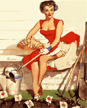 Carica l'immagine nel visualizzatore di Gallery, Dipingere con i numeri - Pin-up che fa giardinaggio
