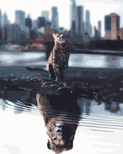 Carica l'immagine nel visualizzatore di Gallery, Dipingere con i numeri - Riflesso del gatto in città