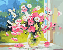 Carica l'immagine nel visualizzatore di Gallery, Dipingere con i numeri - Vaso di fiori rosa e bianchi