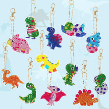 Carica l'immagine nel visualizzatore di Gallery, Portachiavi Diamond Painting 5D Dinosauro 12 Pezzi