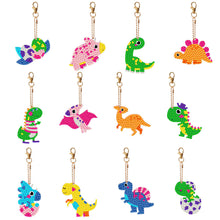 Carica l'immagine nel visualizzatore di Gallery, Portachiavi Diamond Painting 5D Dinosauro 12 Pezzi