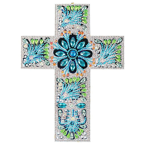 Ciondolo Decorativo Diamond Painting Croce Blu