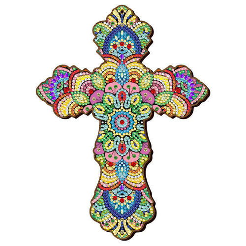 Ciondolo Decorativo Diamond Painting Croce Fiori