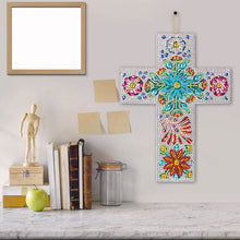 Carica l&#39;immagine nel visualizzatore di Gallery, Ciondolo Decorativo Diamond Painting Croce con Fiori