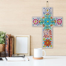 Carica l&#39;immagine nel visualizzatore di Gallery, Ciondolo Decorativo Diamond Painting Croce con Fiori