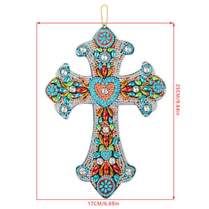 Ciondolo Decorativo Diamond Painting Croce con Cuore
