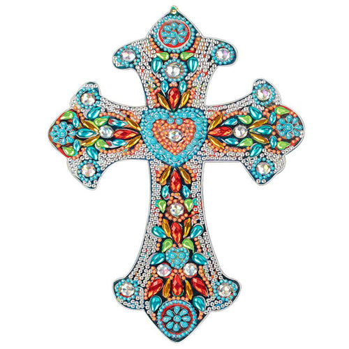 Ciondolo Decorativo Diamond Painting Croce con Cuore