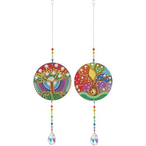 Carillon in Cristallo Diamond Painting 5D Albero della Vita 2 Pezzi