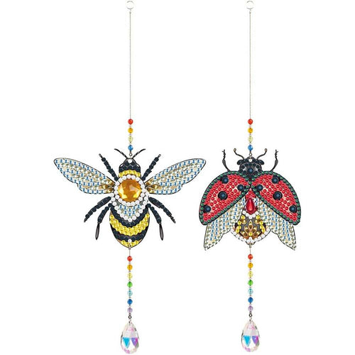 Carillon in Cristallo Diamond Painting 5D Ape con Coccinella 2 Pezzi