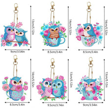 Carica l'immagine nel visualizzatore di Gallery, Portachiavi Diamond Painting 5D Gufi Blu 6 Pezzi
