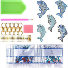 Carica l'immagine nel visualizzatore di Gallery, Portachiavi Diamond Painting 5D Delfini 5 Pezzi