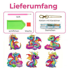 Carica l'immagine nel visualizzatore di Gallery, Portachiavi Diamond Painting 5D Drago 6 Pezzi