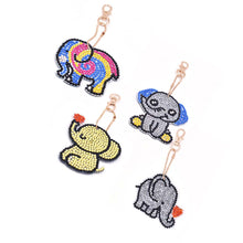 Carica l'immagine nel visualizzatore di Gallery, Portachiavi Diamond Painting 5D Elefanti 4 Pezzi